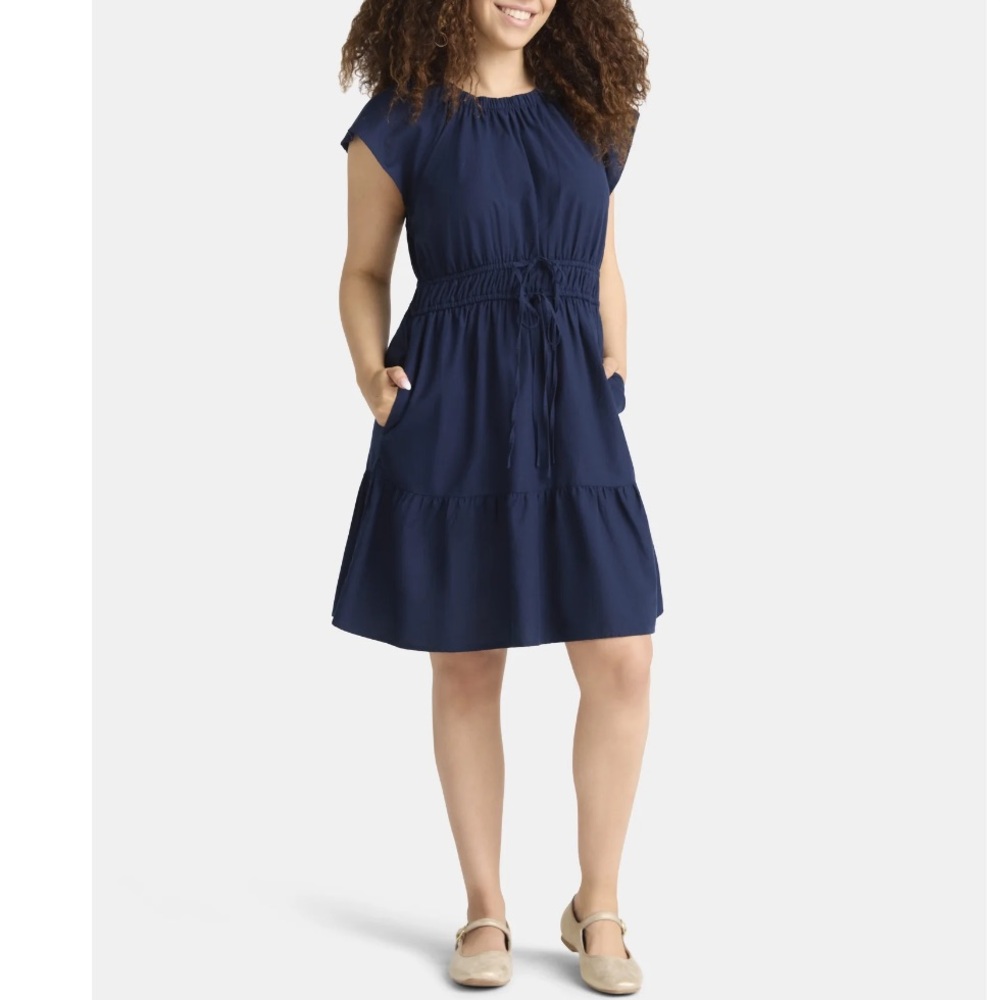 Navy Ruffled Mini Dress Size X-Small - Picture 5 of 7